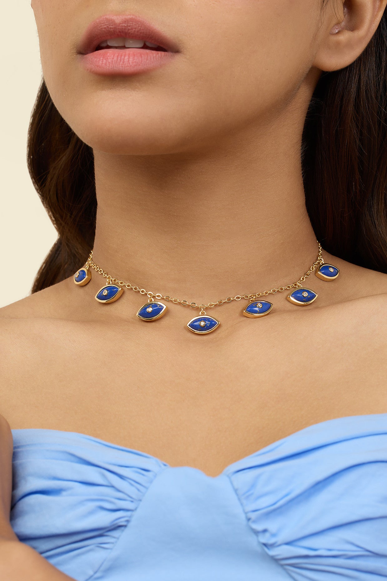 Summer Eyes Charm Necklace In 18Kt Gold Plated