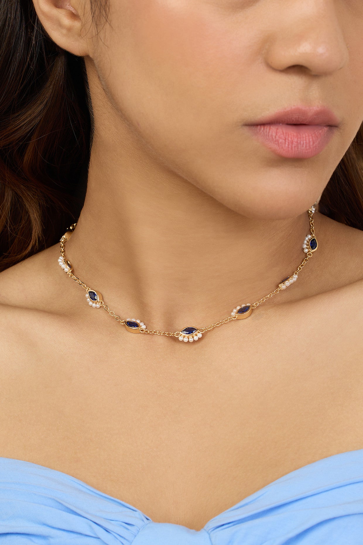 Summer Eyes Choker Necklace In 18Kt Gold Plated