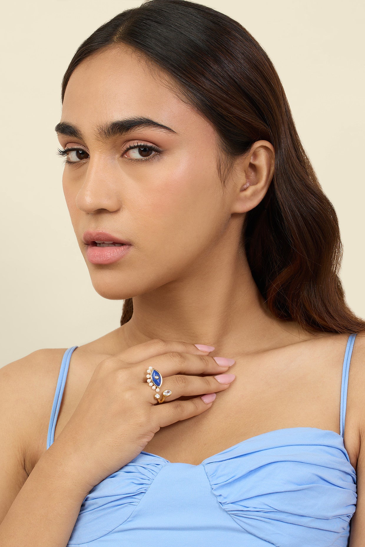 Summer Eyes Two-Head Ring In 18Kt Gold Plated