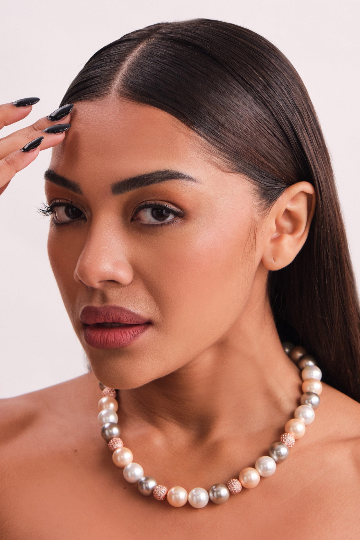 Swarovski Single Necklace- Orange, Silver & White