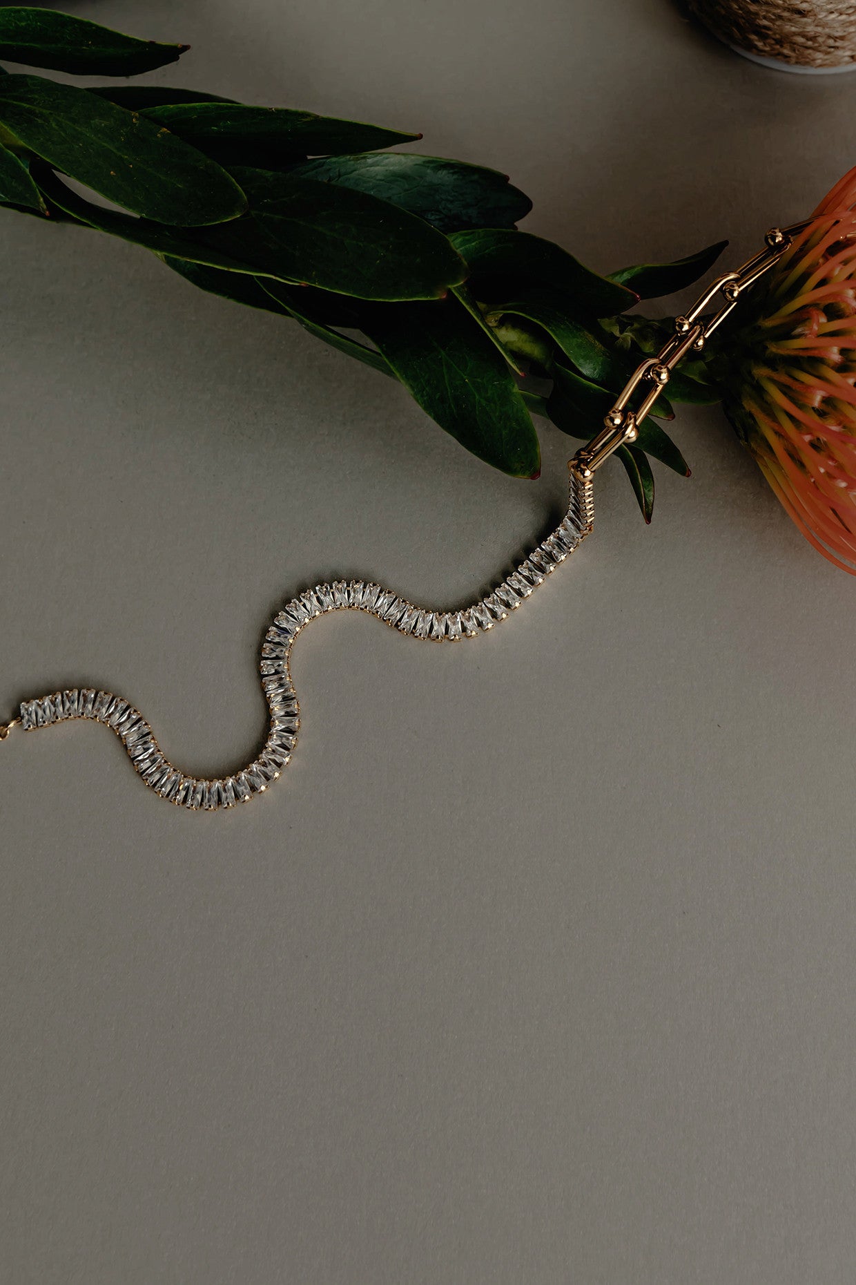 Tennis Baguette Link Chain Necklace