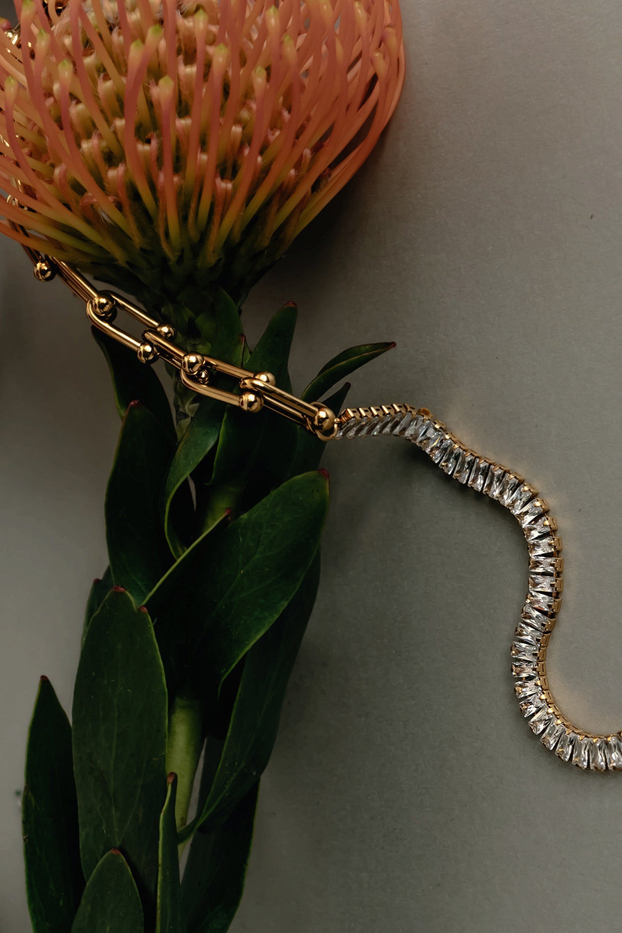 Tennis Baguette Link Chain Necklace