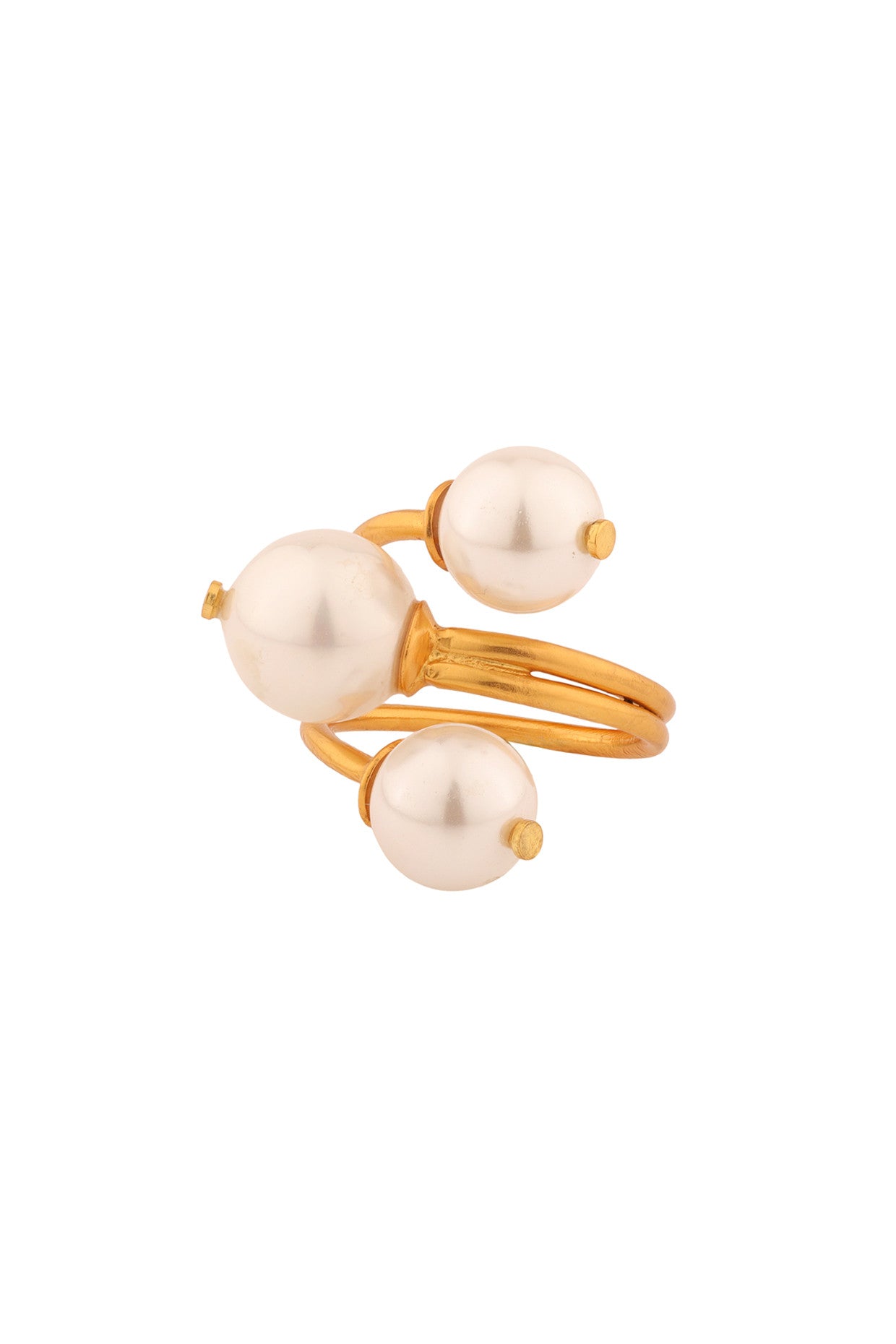 Trio Pearl Ring 22Kt Gold-Plated
