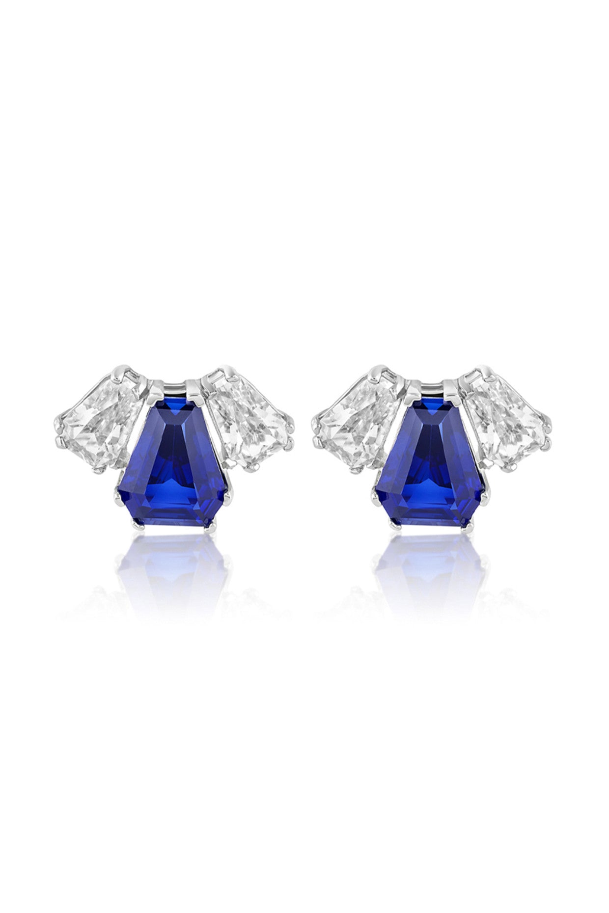 Triple Stone Blue Corumdum Studs