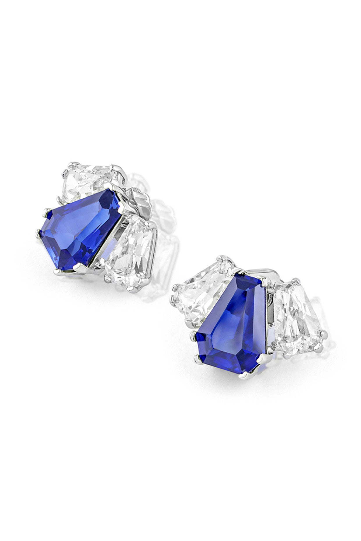 Triple Stone Blue Corumdum Studs