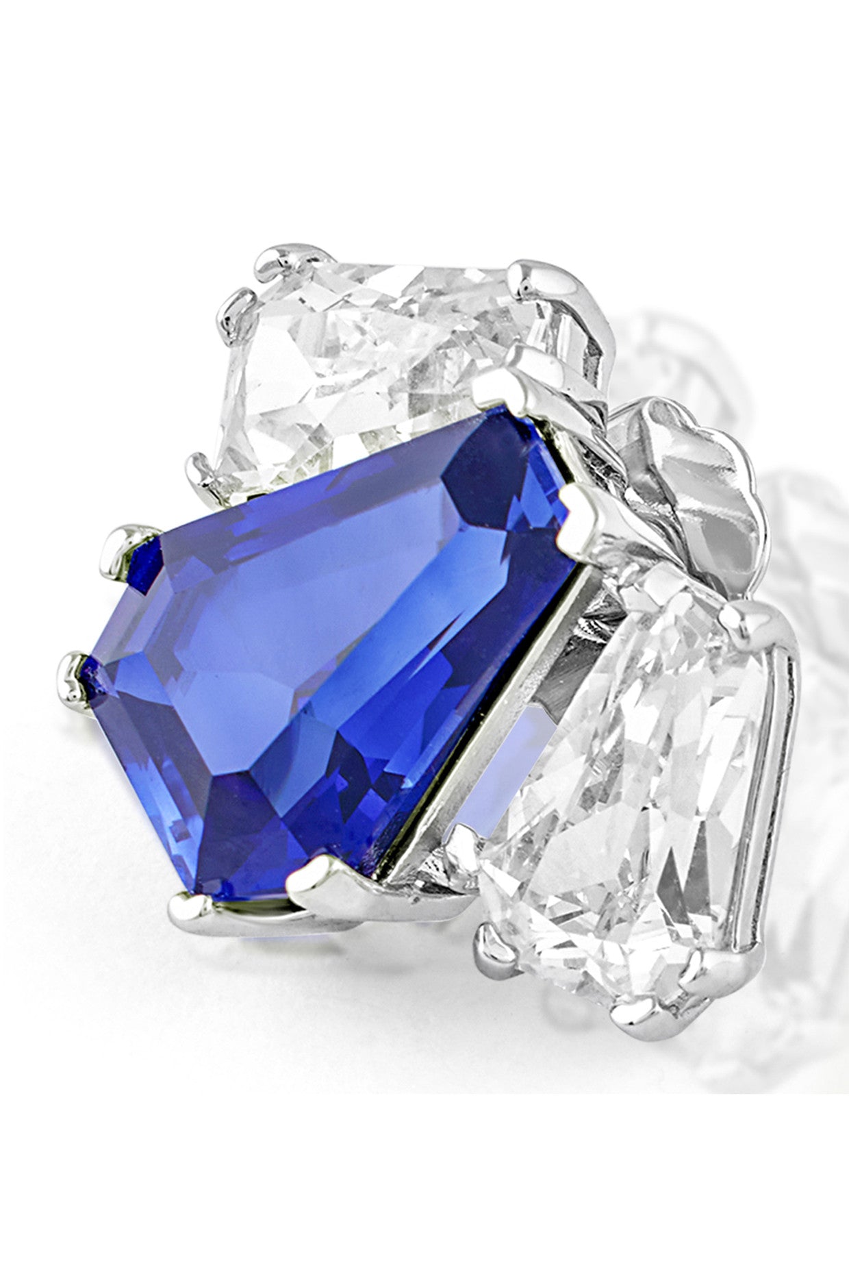 Triple Stone Blue Corumdum Studs