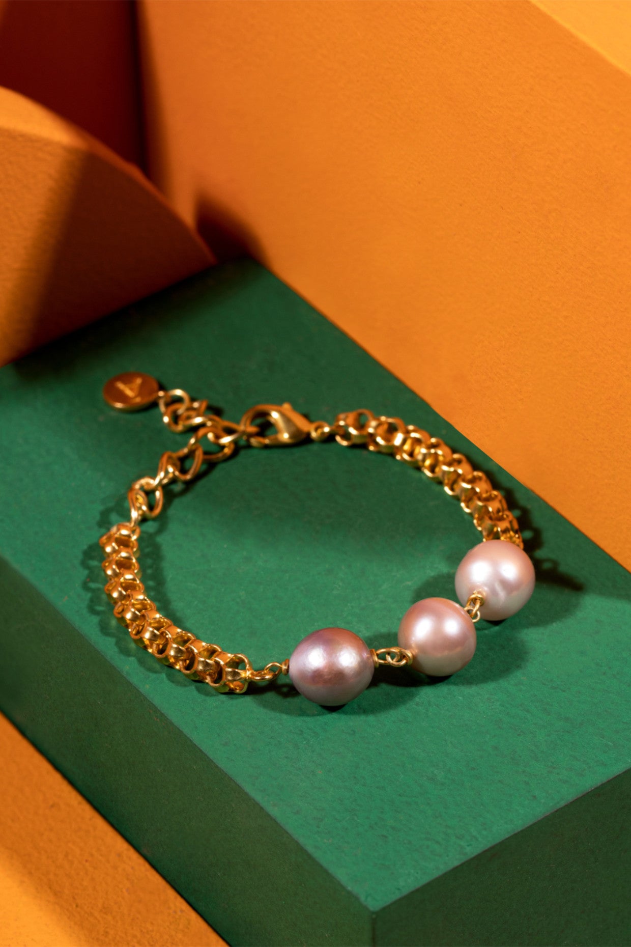 Triplet Pearl Bracelet 22Kt Gold-Plated