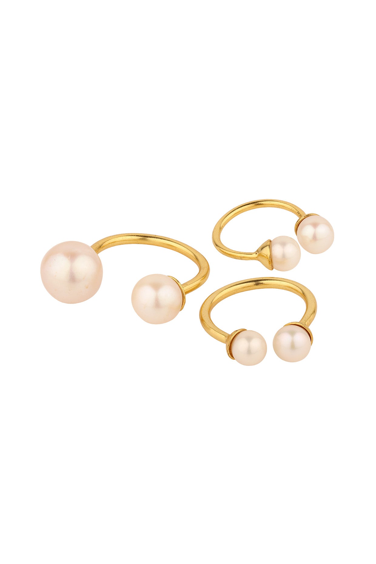 Triplet Pearl Ring Set 22Kt Gold-Plated