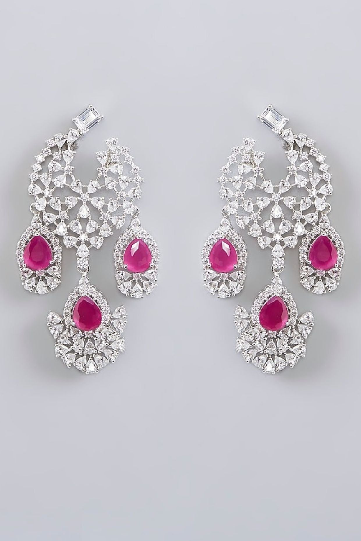 Diamond & Ruby Stone Dangler Earrings