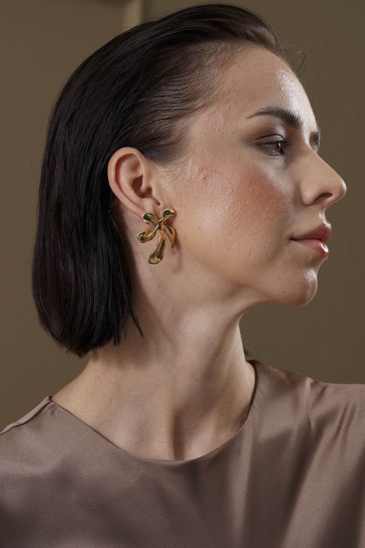 18kt Gold Plated Botanical Stud Earrings