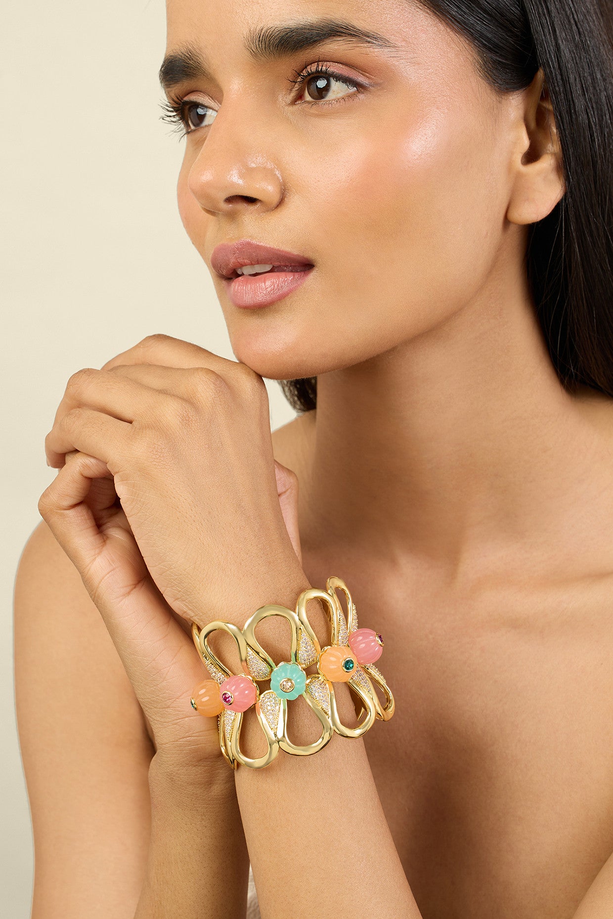 Whimsical Bloom Cuff 18Kt Gold Plated