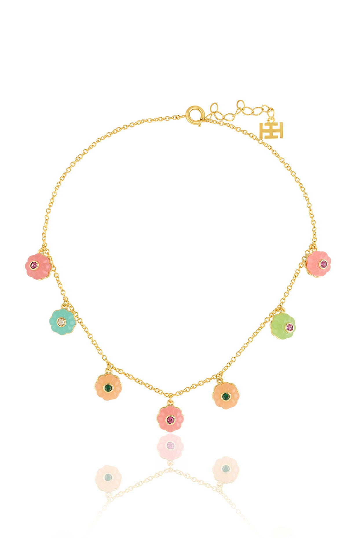 Whimsical Garden Charm Necklace 18Kt Gold Plated