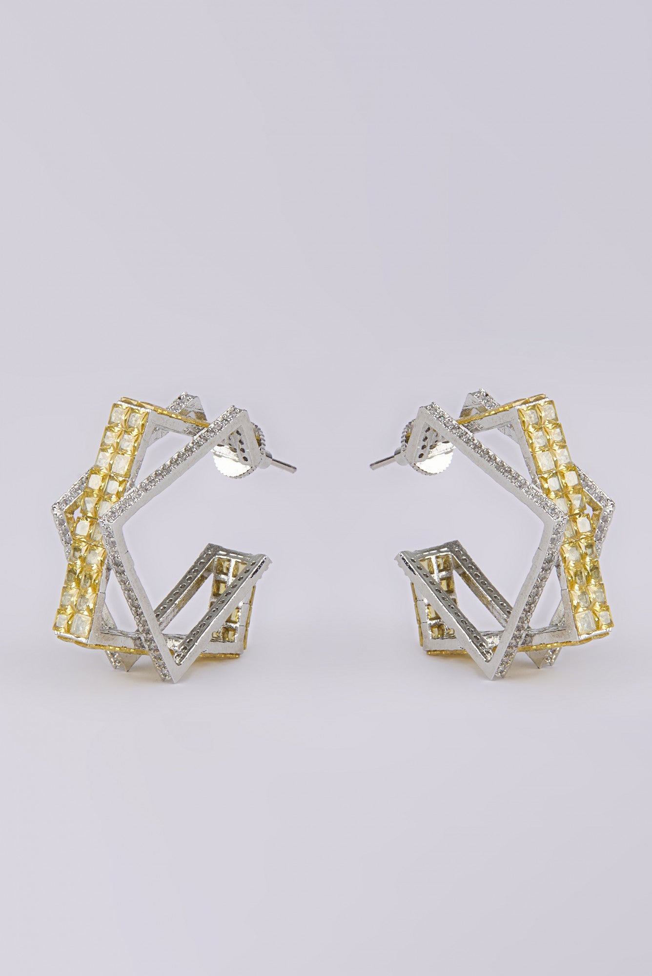 White Finish Diamond Earrings