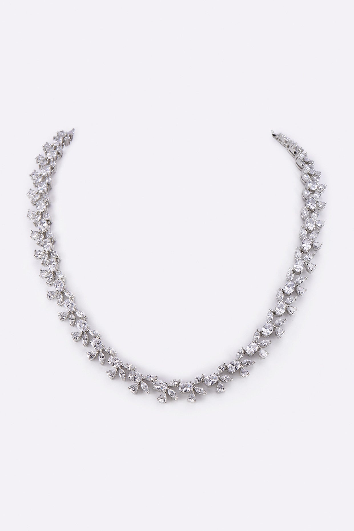 White Finish Diamond Necklace Set