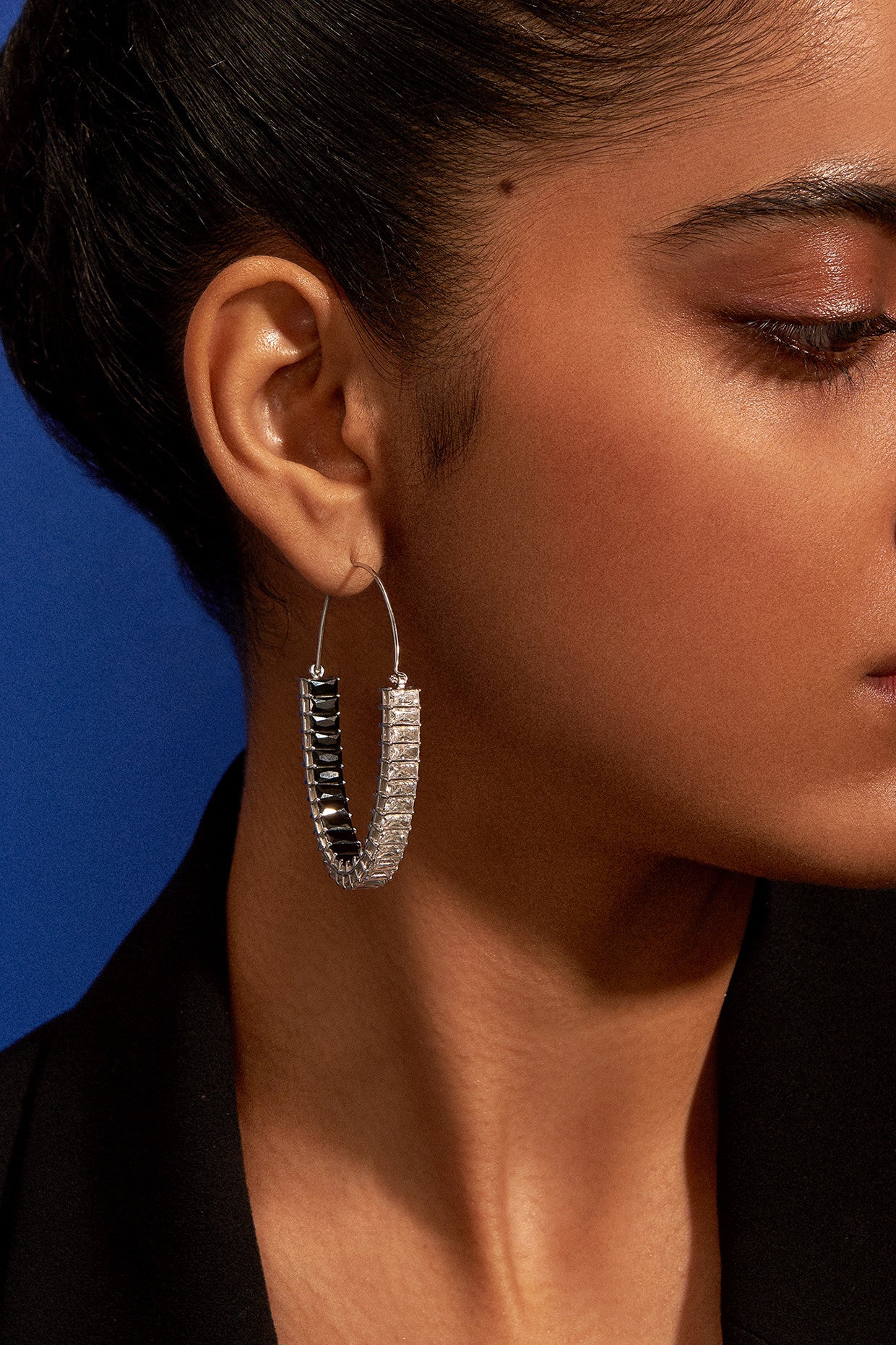 White Finish Numisma Celestial Hoop Earrings