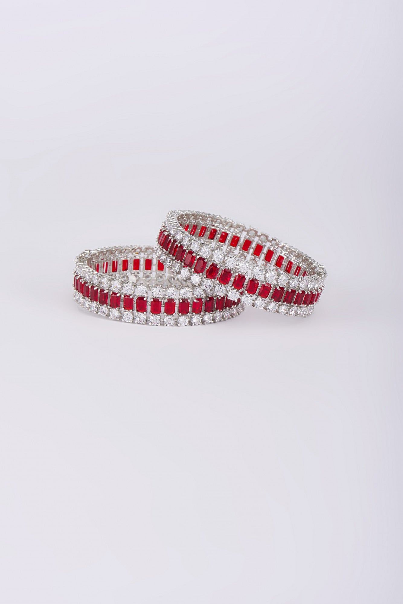White Finish Ruby Bangles