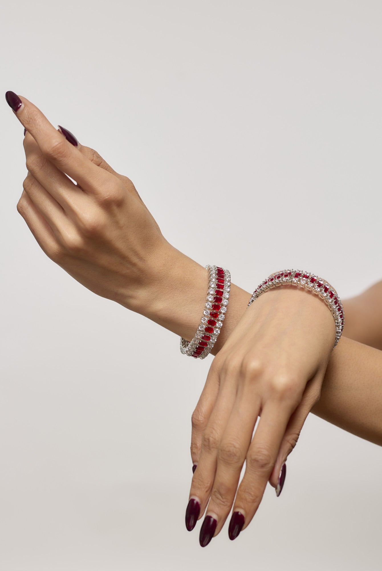 White Finish Ruby Bangles