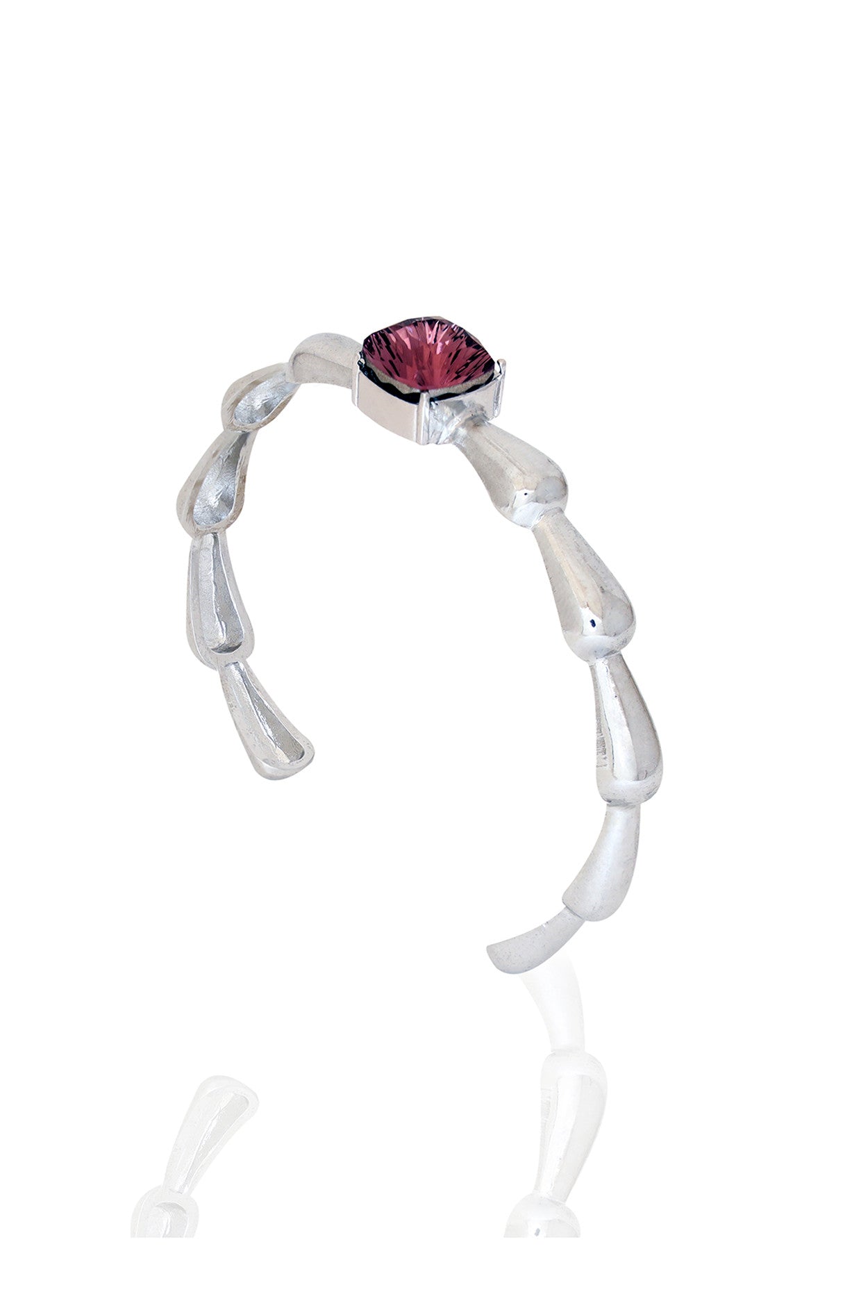 White Peony Amethyst in Silver Bracelet