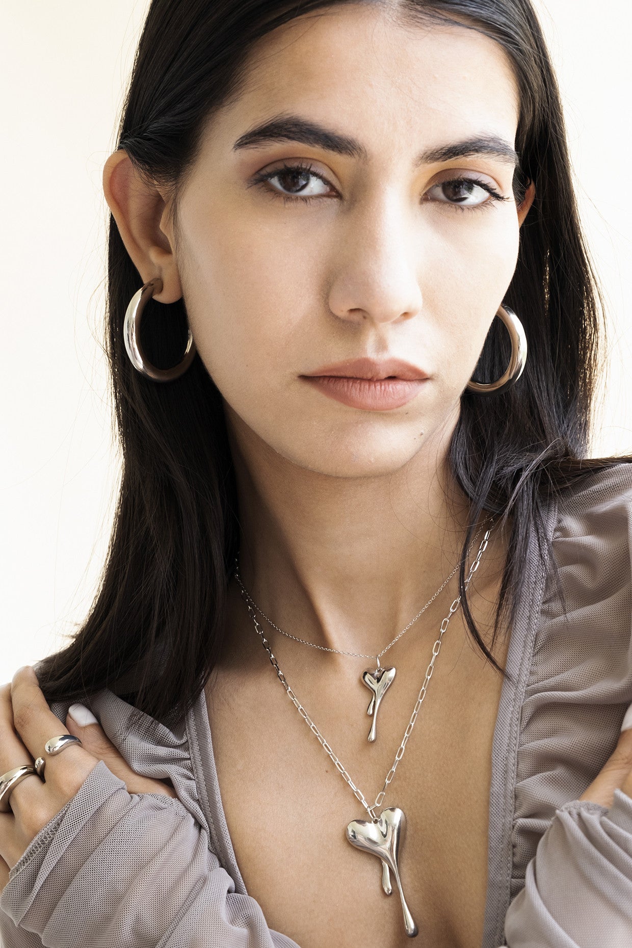 Large Melting Heart With Paper Clip Chain