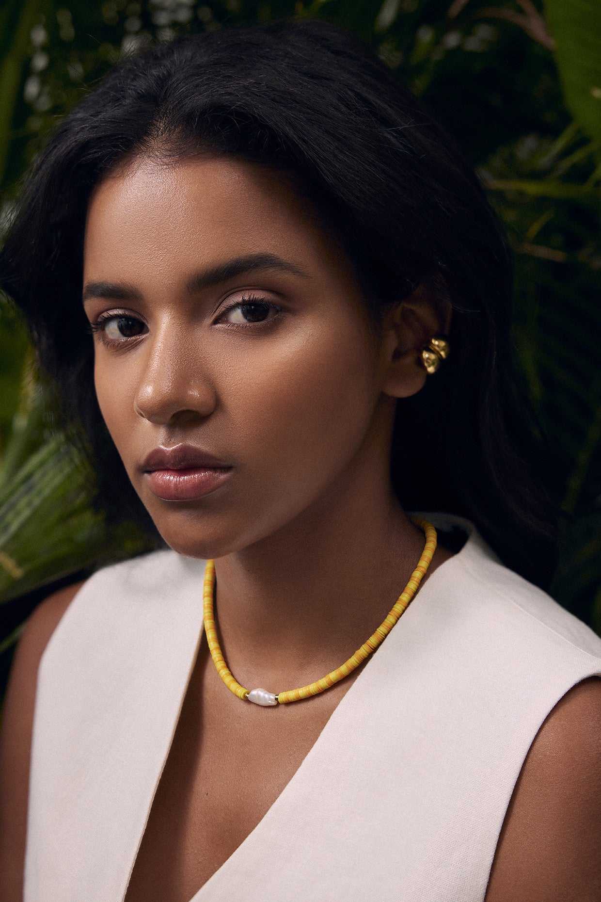 Yellow Pearl Beaded Necklace