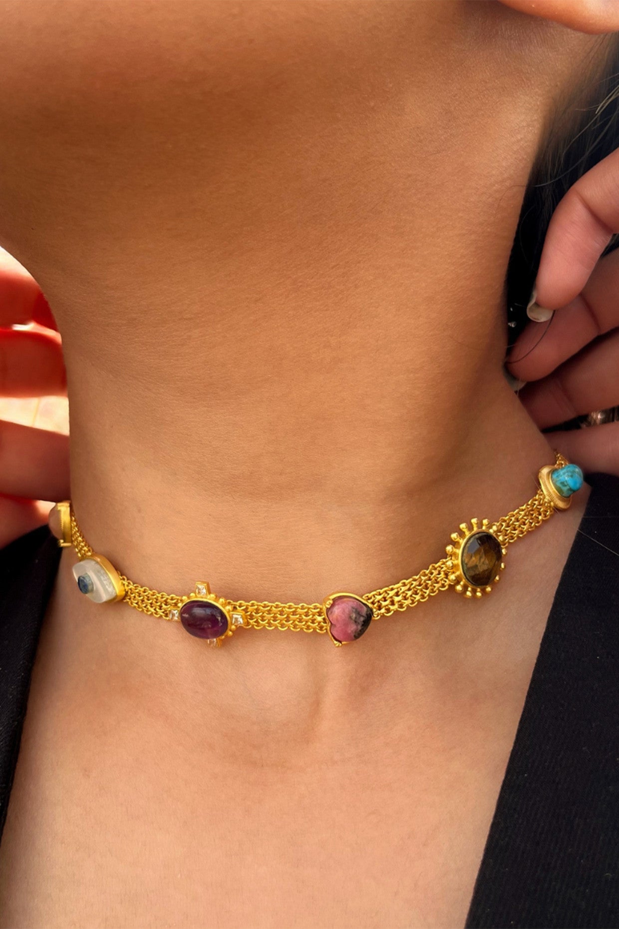 22kt Gold Plated Gemstones Necklace