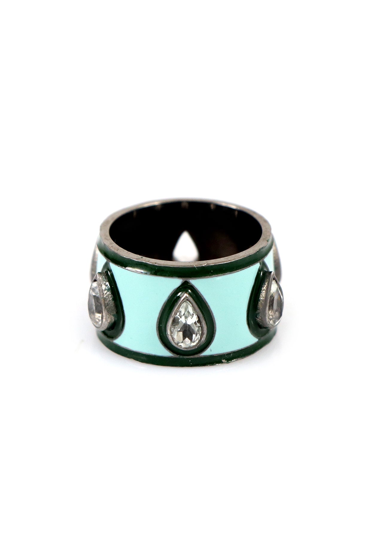 Prasiolite Enamel Band in Sterling Silver