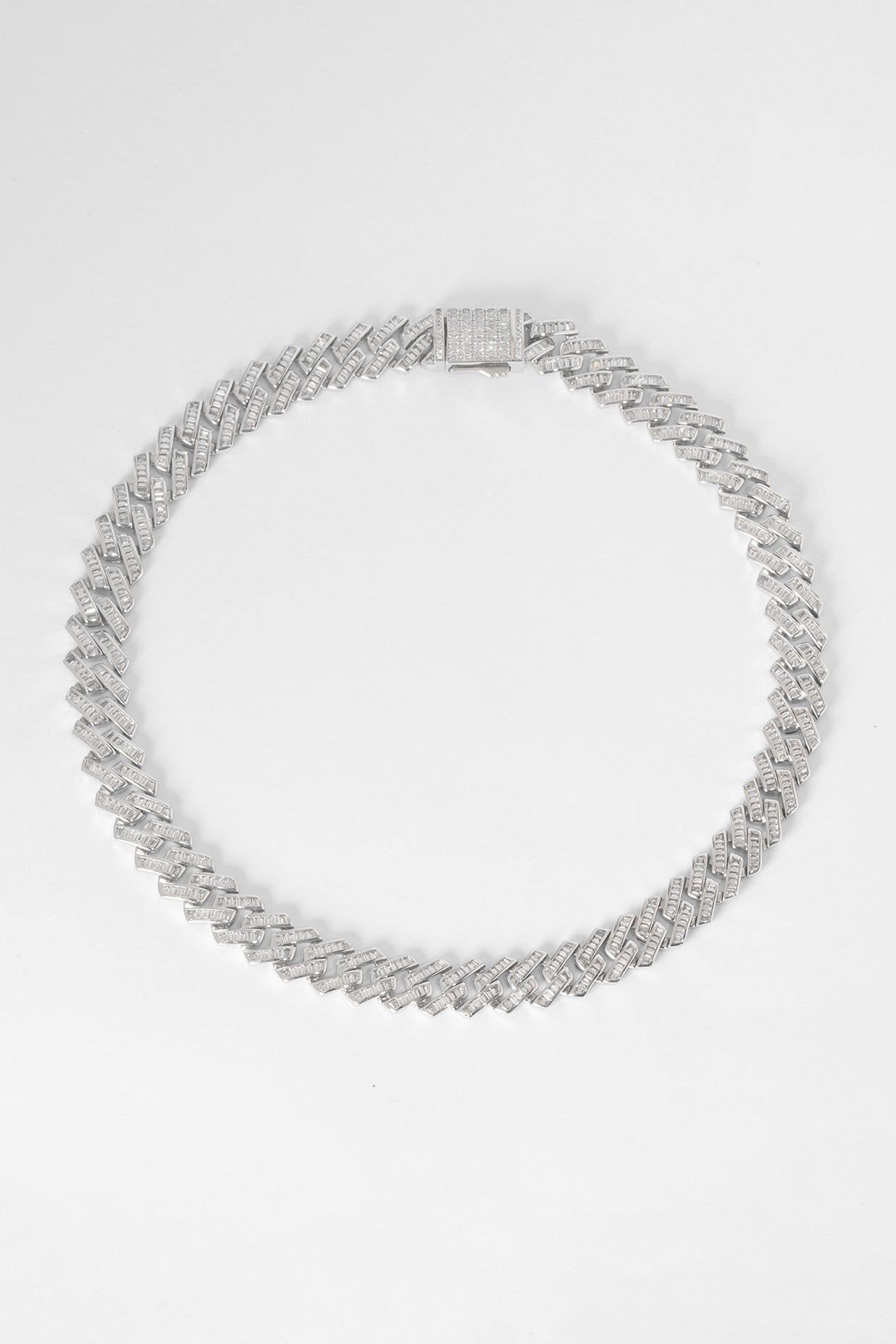 14Mm Iced Baguette Prong Cuban Choker