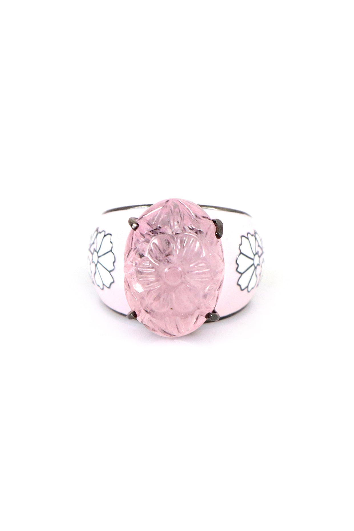 Morganite Pottery Ring in Sterling Silver