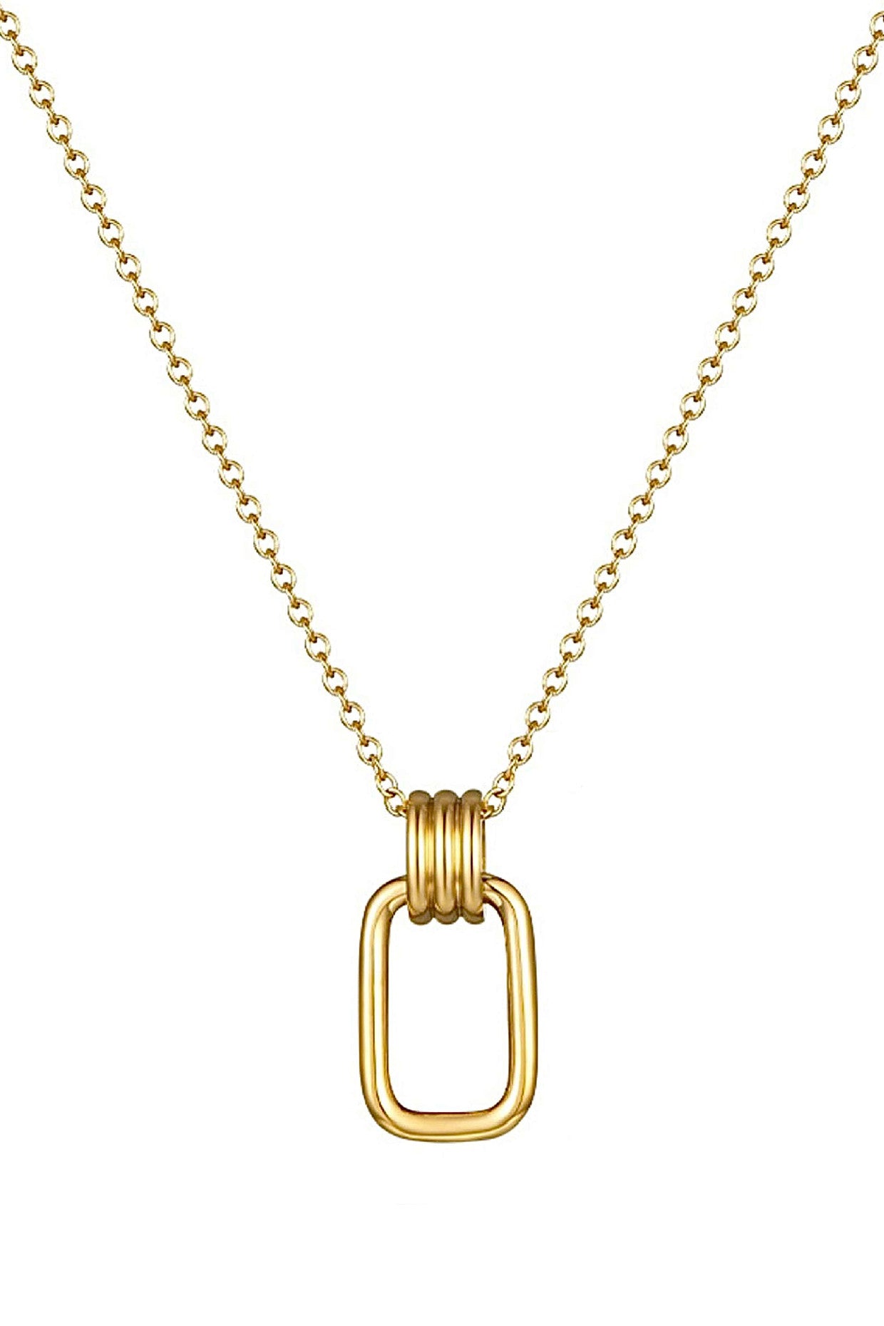 18k Gold Square Pendant Necklace