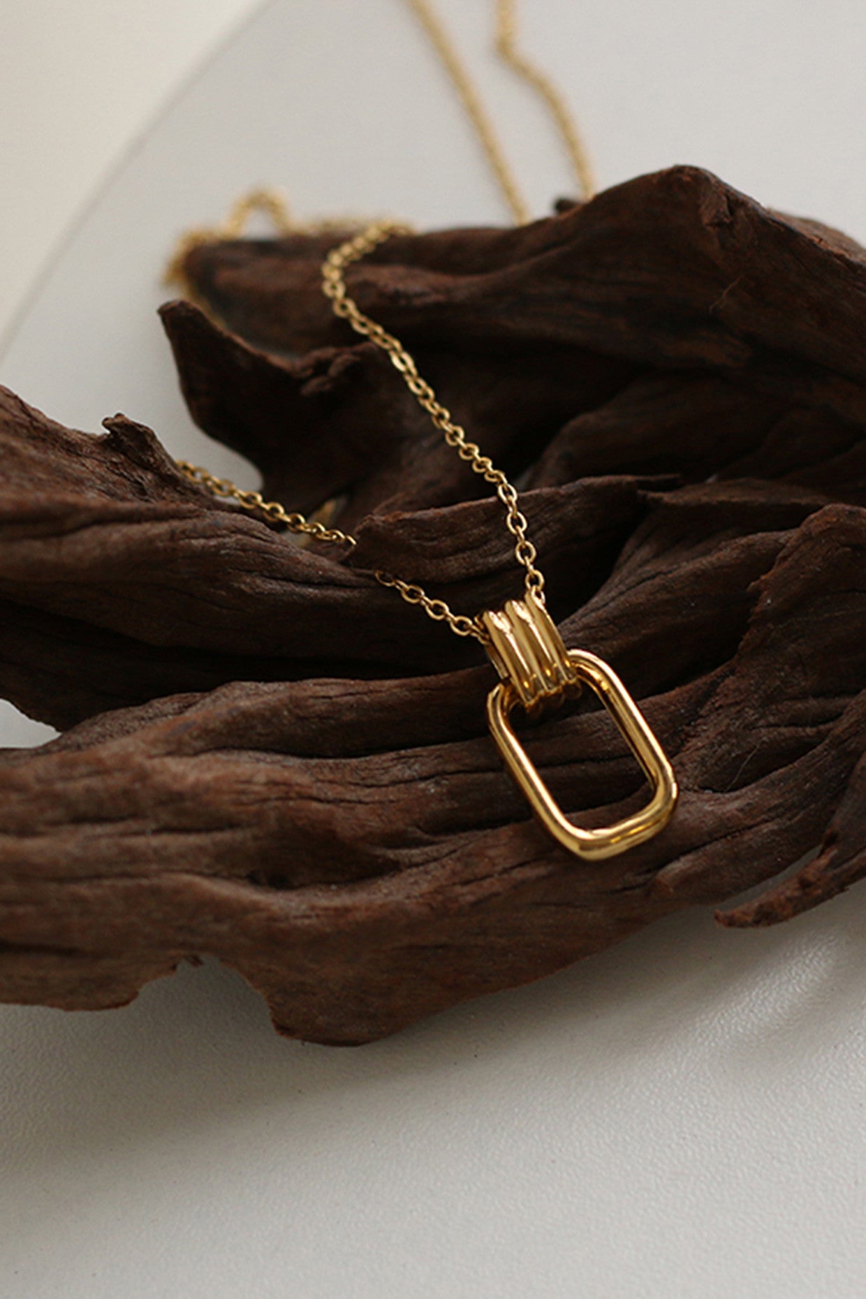 18k Gold Square Pendant Necklace