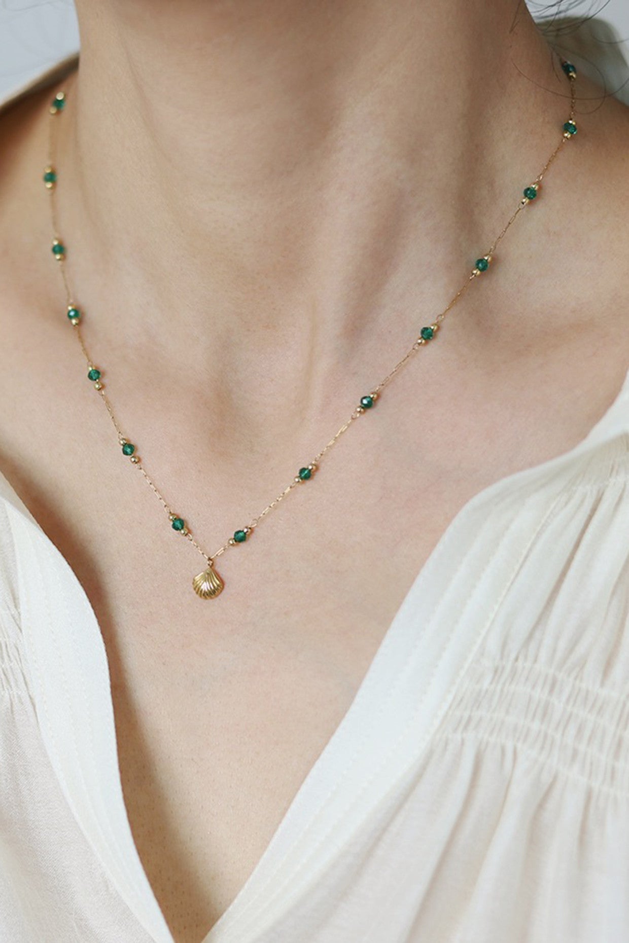 18k Green and Gold Shell Necklace