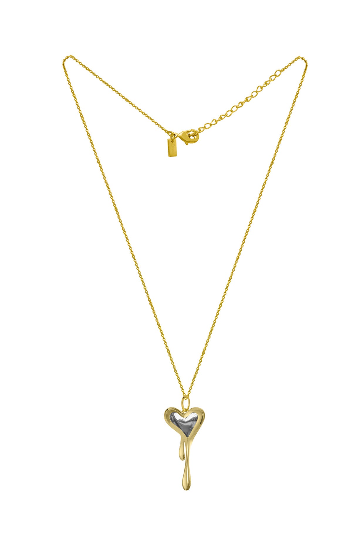 Dual Tone Melting Heart Chain Necklace
