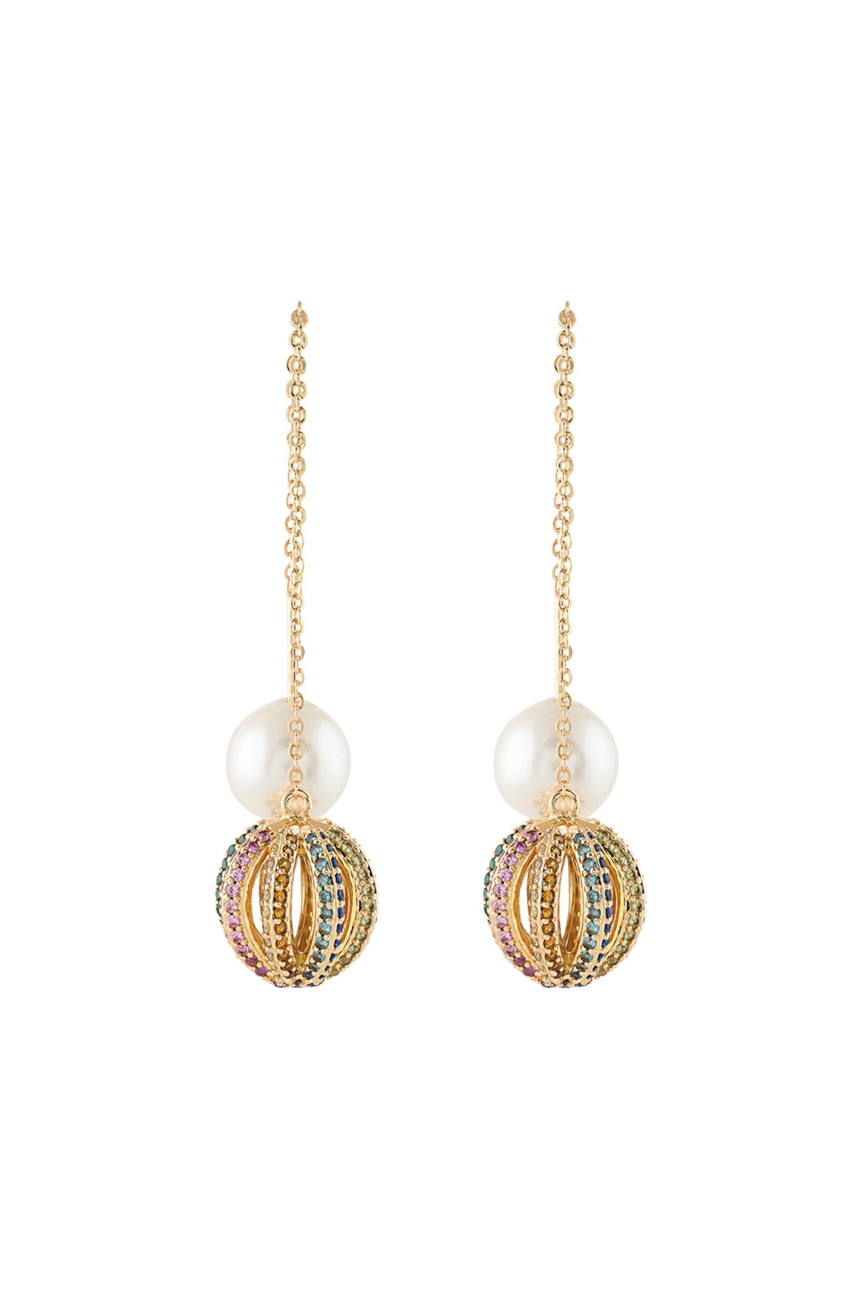 18Kt Gold Plated Disco Needle Thread Earrings