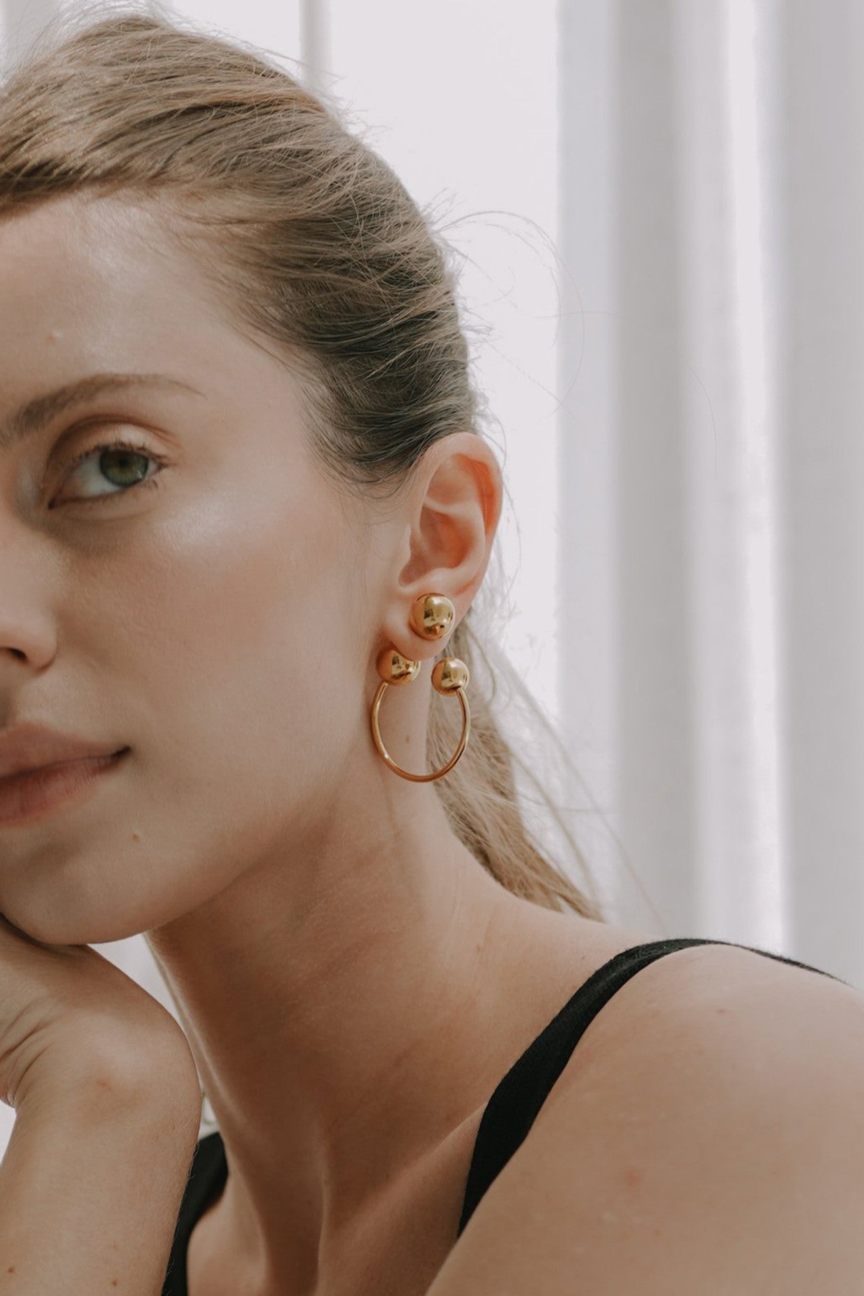 18kt Gold Plated Beaded Hoops