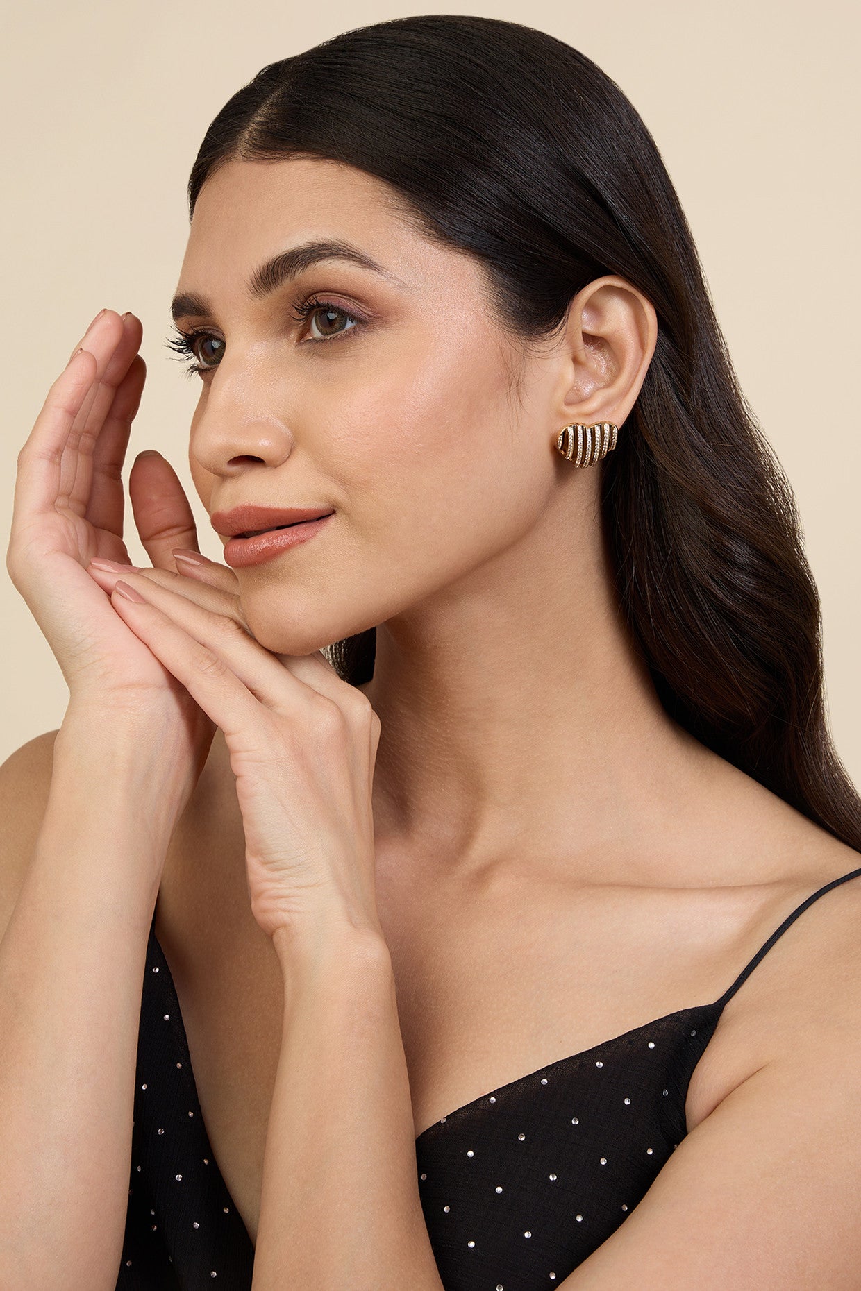 18Kt Gold Plated Midnight Heartbeat Earrings