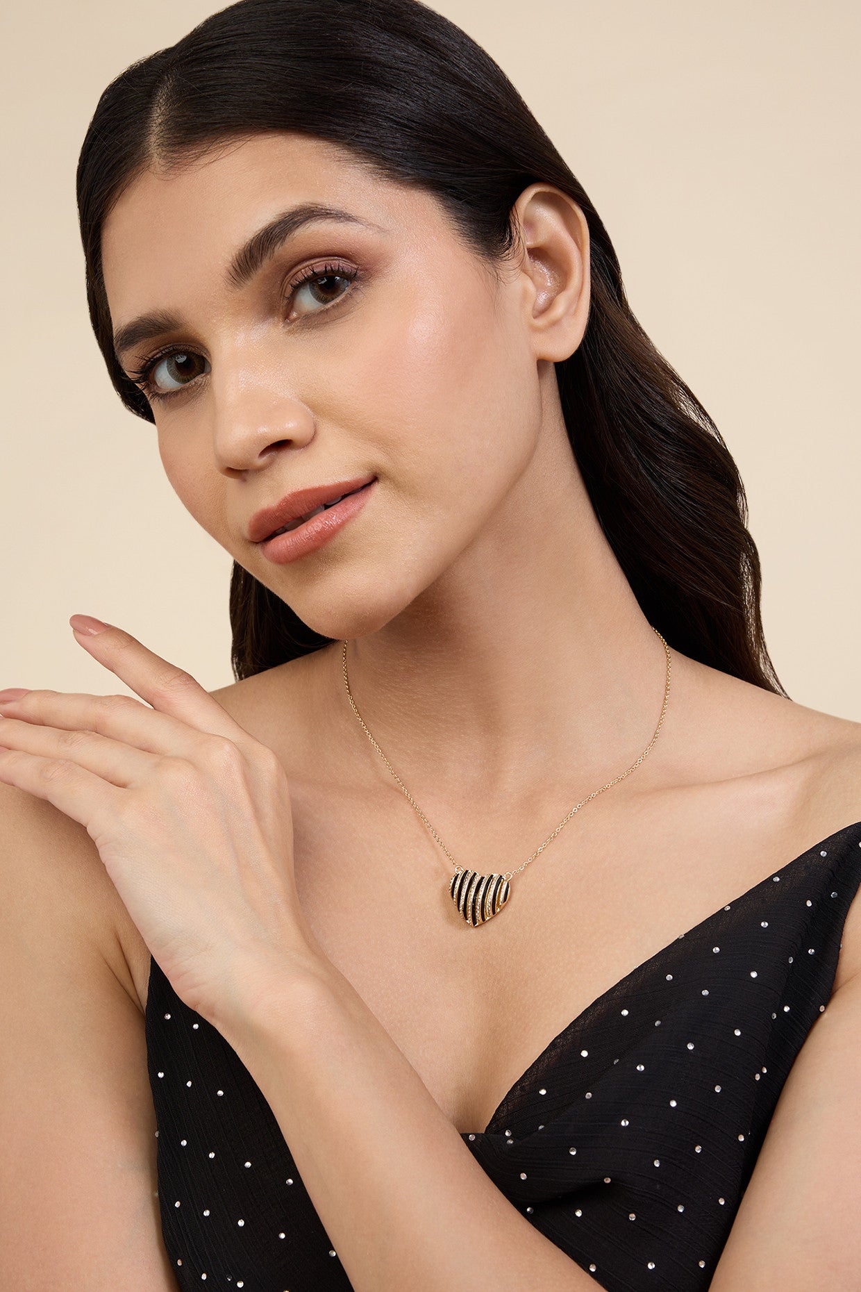 18Kt Gold Plated Midnight Heartbeat Necklace