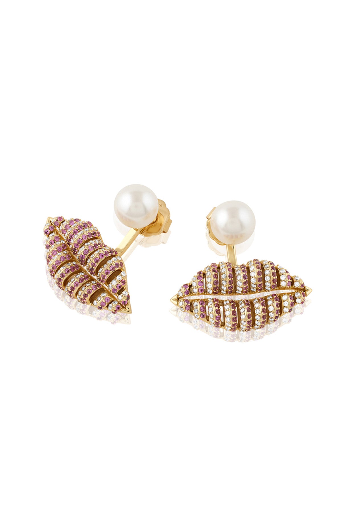 18Kt Gold Plated Pearl Lip Danglers