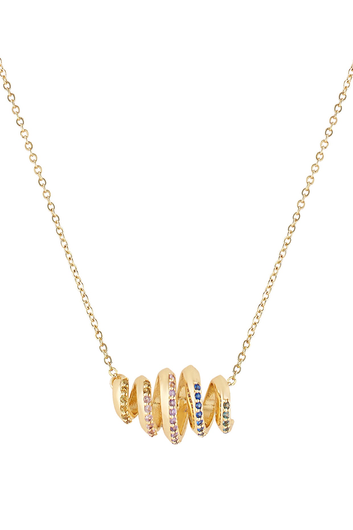 18Kt Gold Plated Rainbow Spiral Necklace