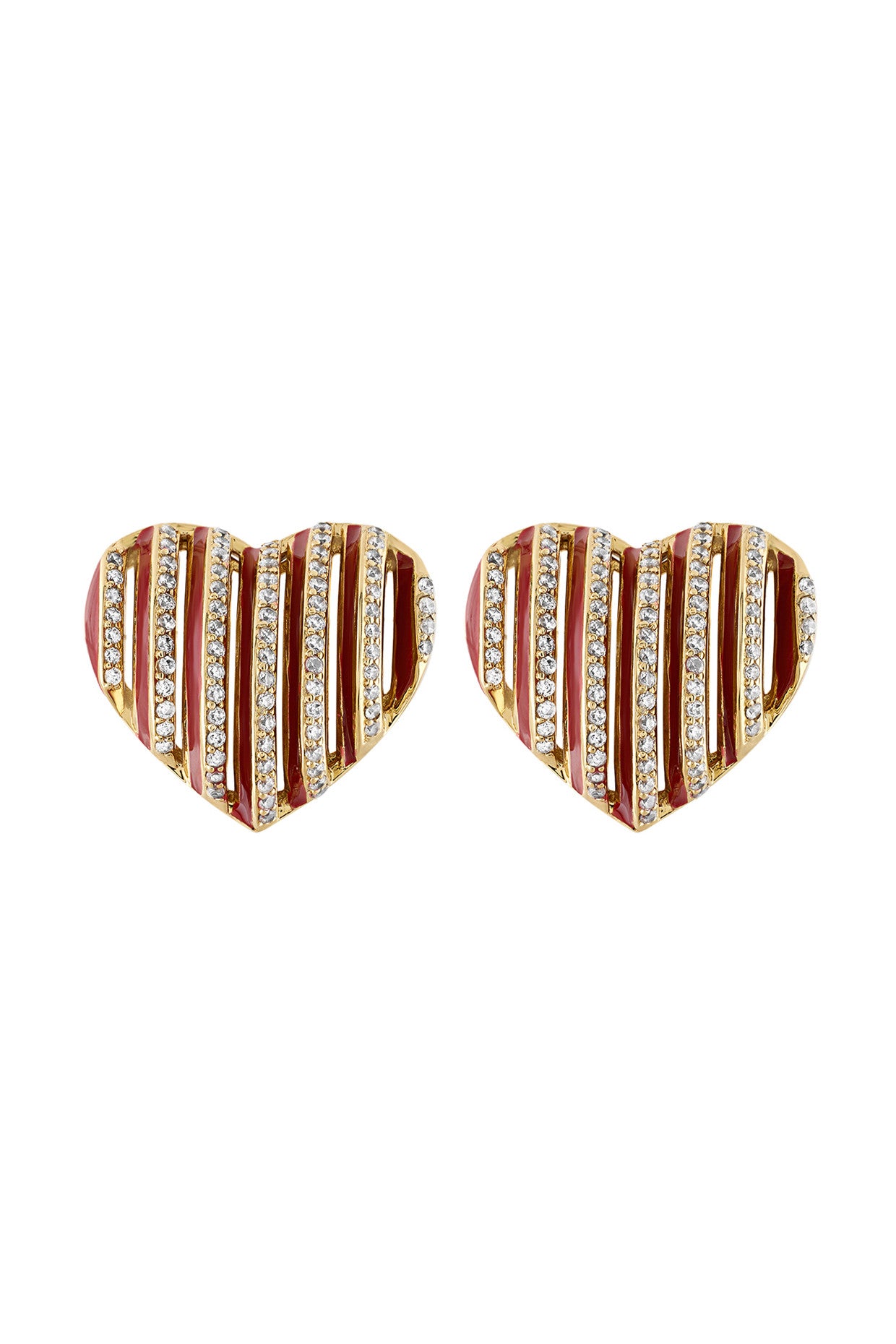 18Kt Gold Plated Ruby Heartbeat Earrings
