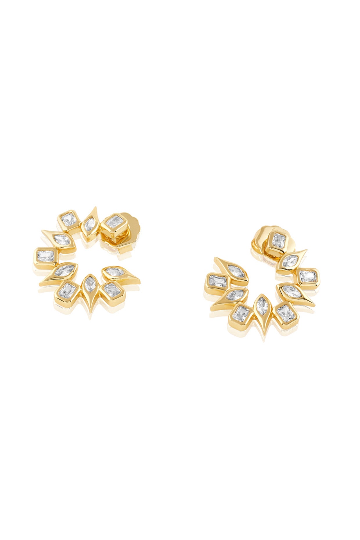 18Kt Gold Plated Tennis Girlie Small Front Back Earrings