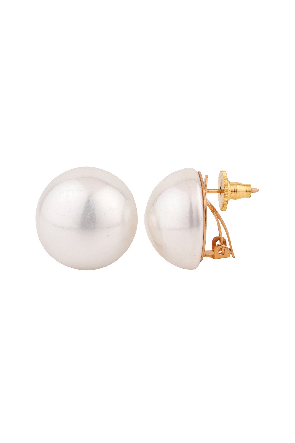 20mm Pearl Studs Earrings White 18Kt Gold-Plated