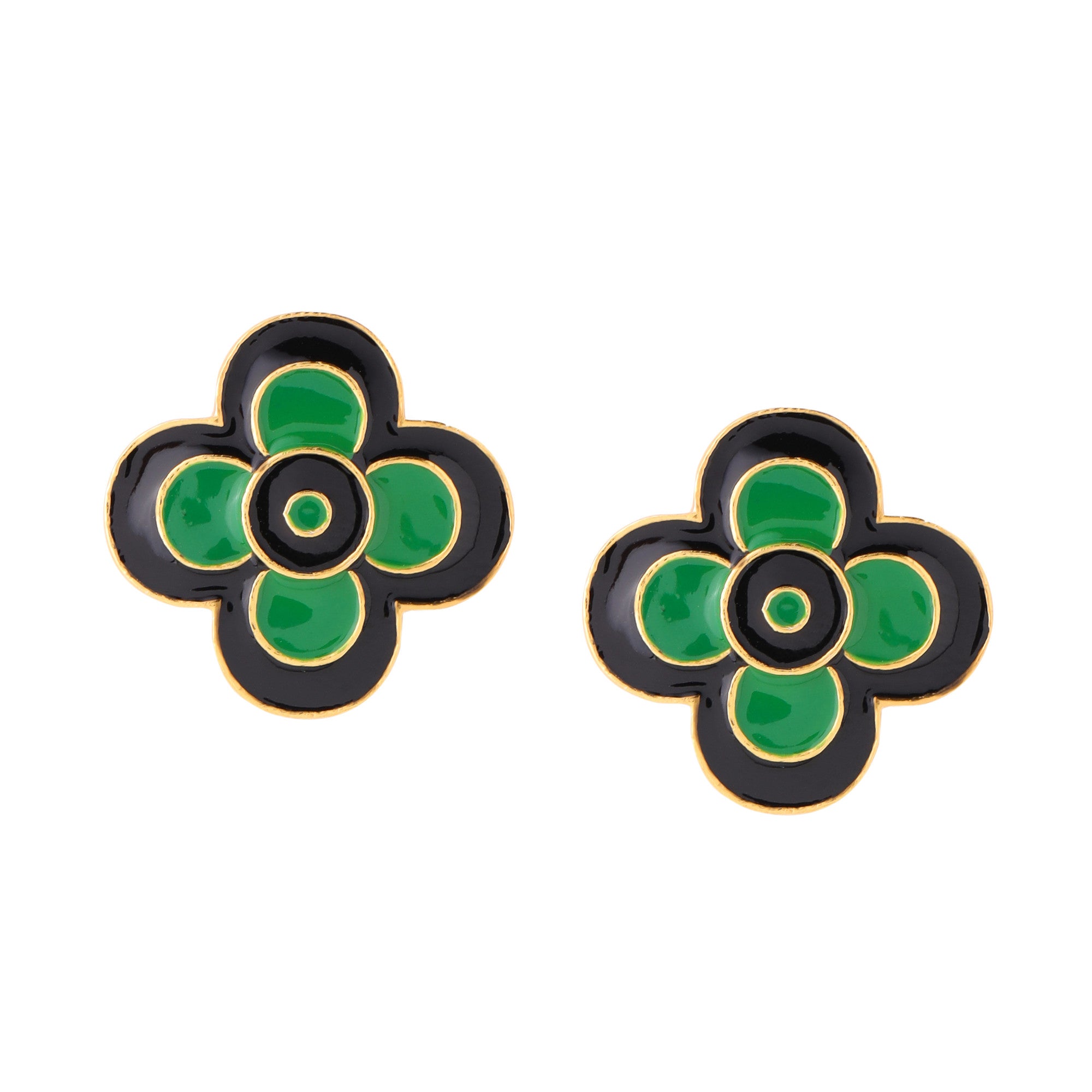 22kt Gold Plated & Green Earrings