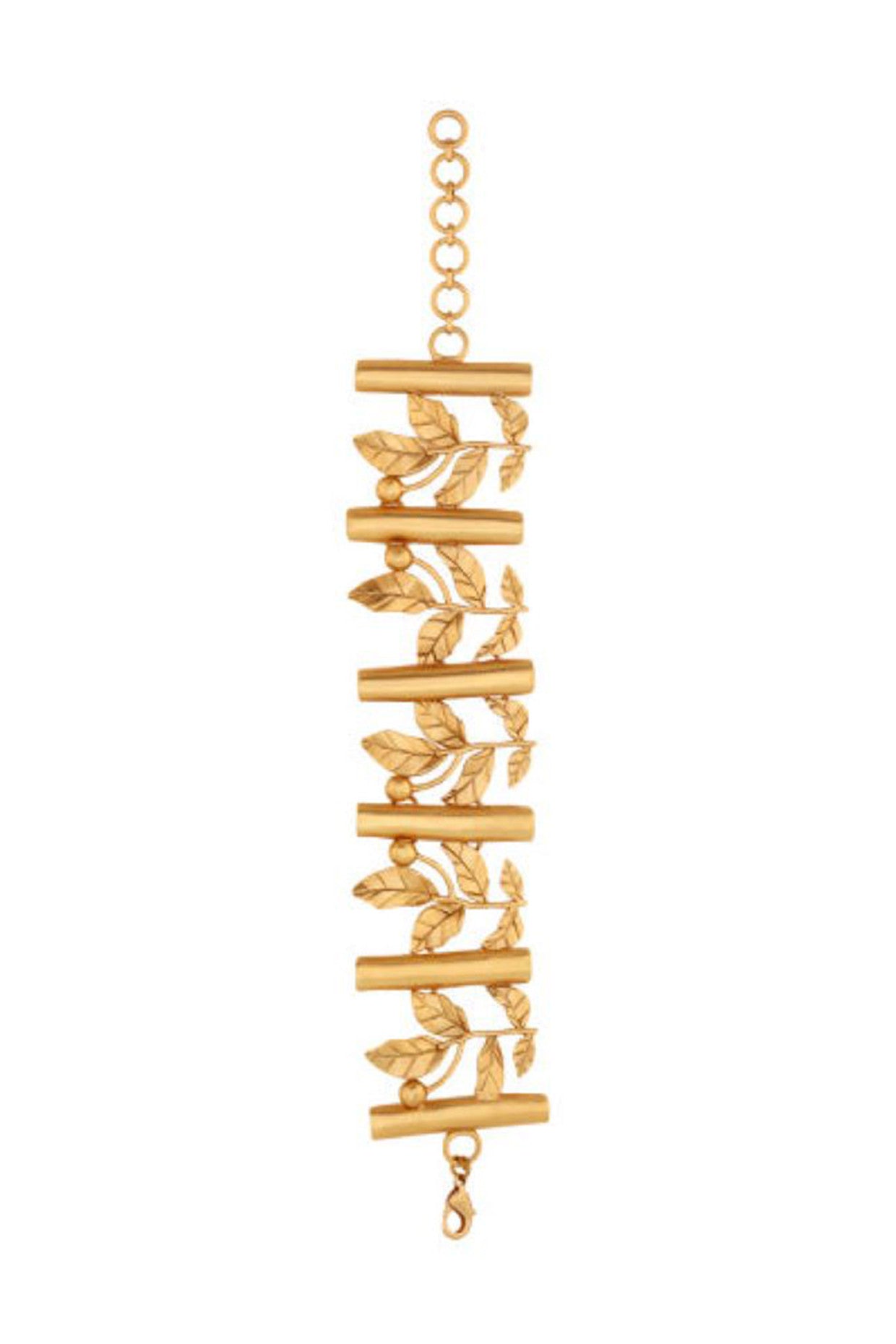 22kt Gold Plated Bracelet With Bars & Rose Vine