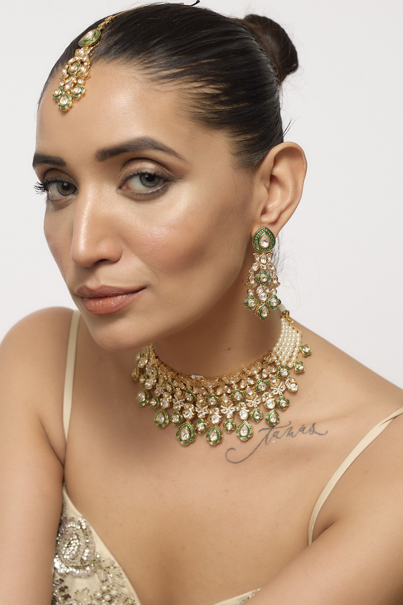 22kt Gold Plated Pearls Choker Set