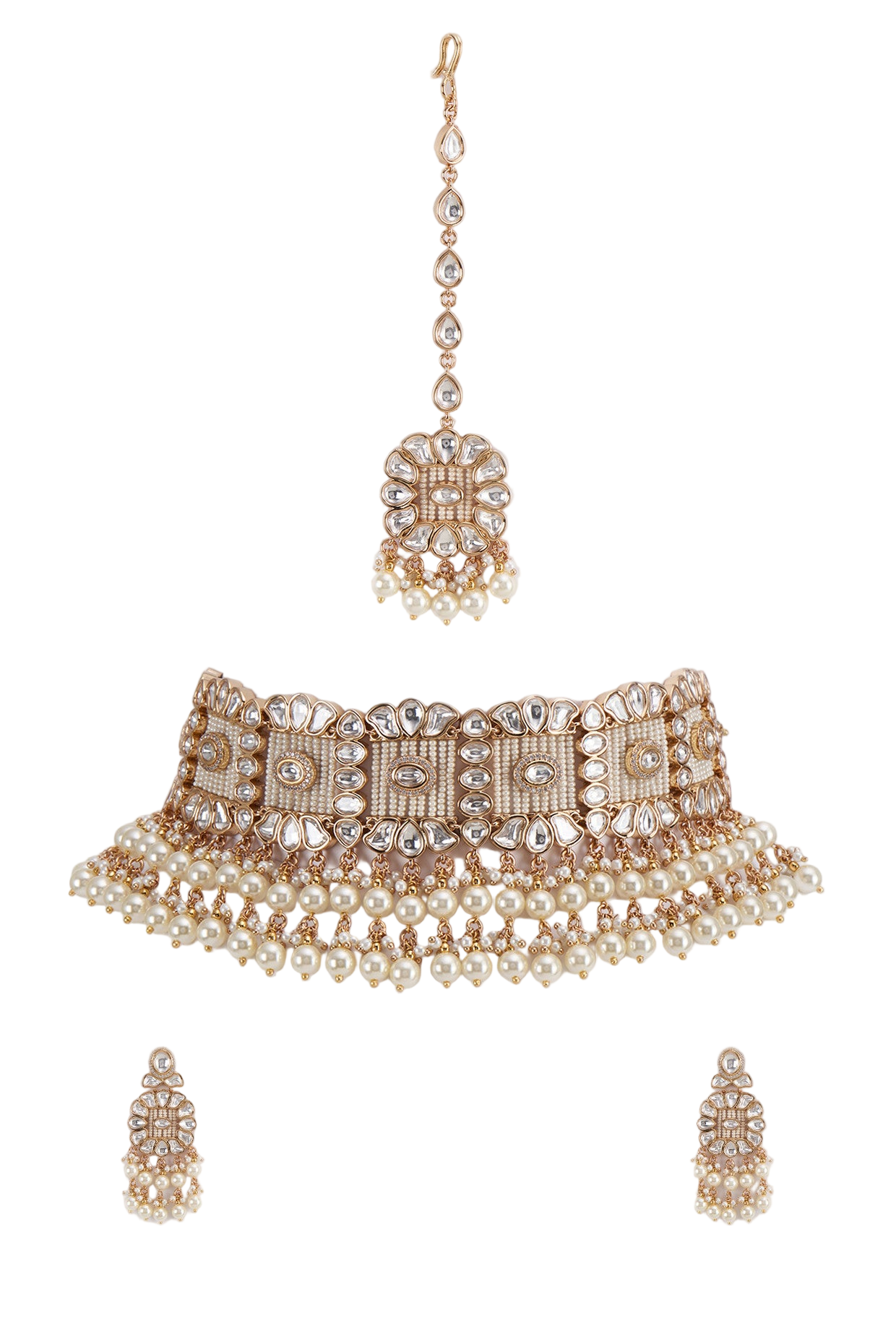 22kt Gold Plated Kundan & Pearls Necklace Set