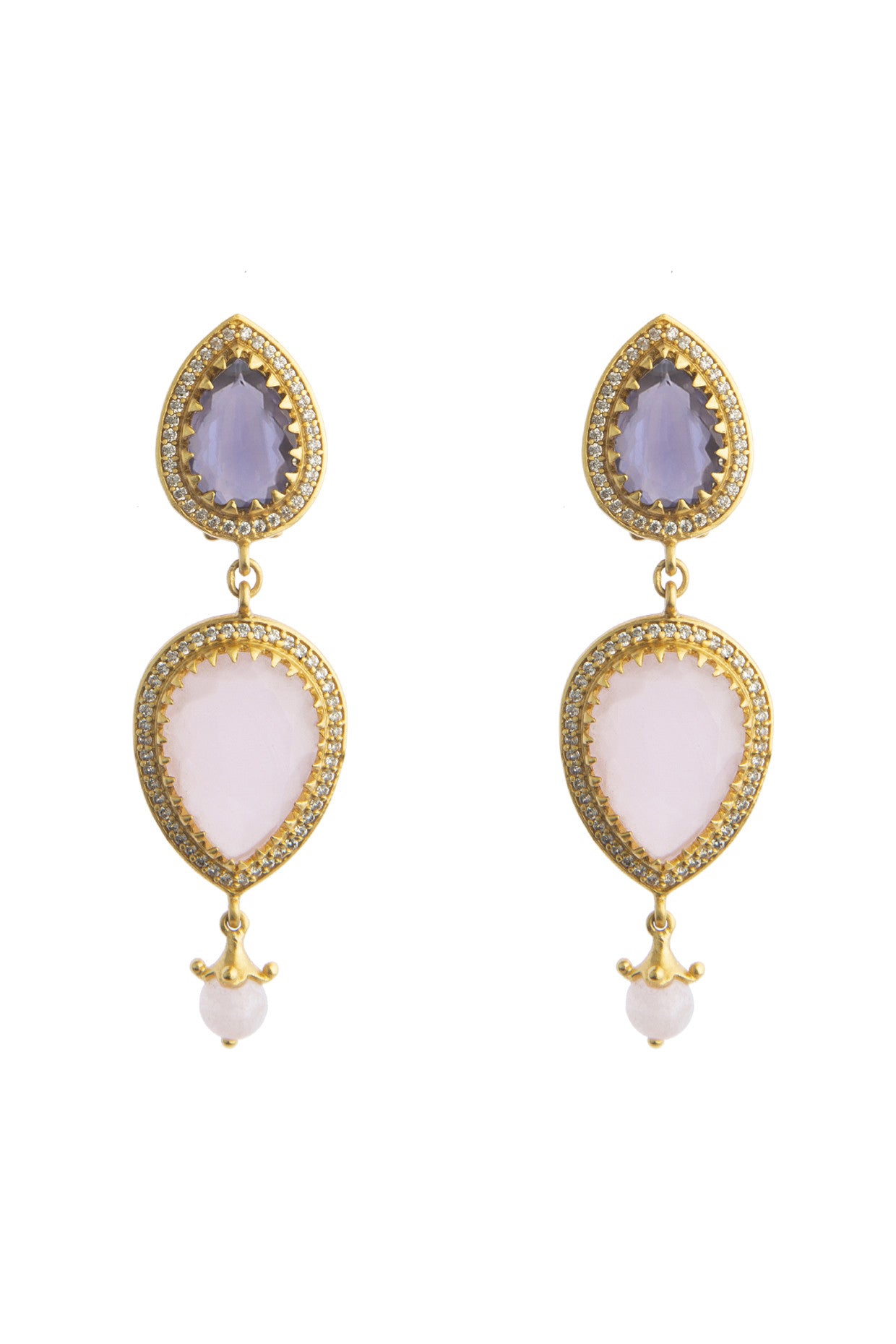 22kt Gold Plated Wild Lavendar Earrings With Morning Stars