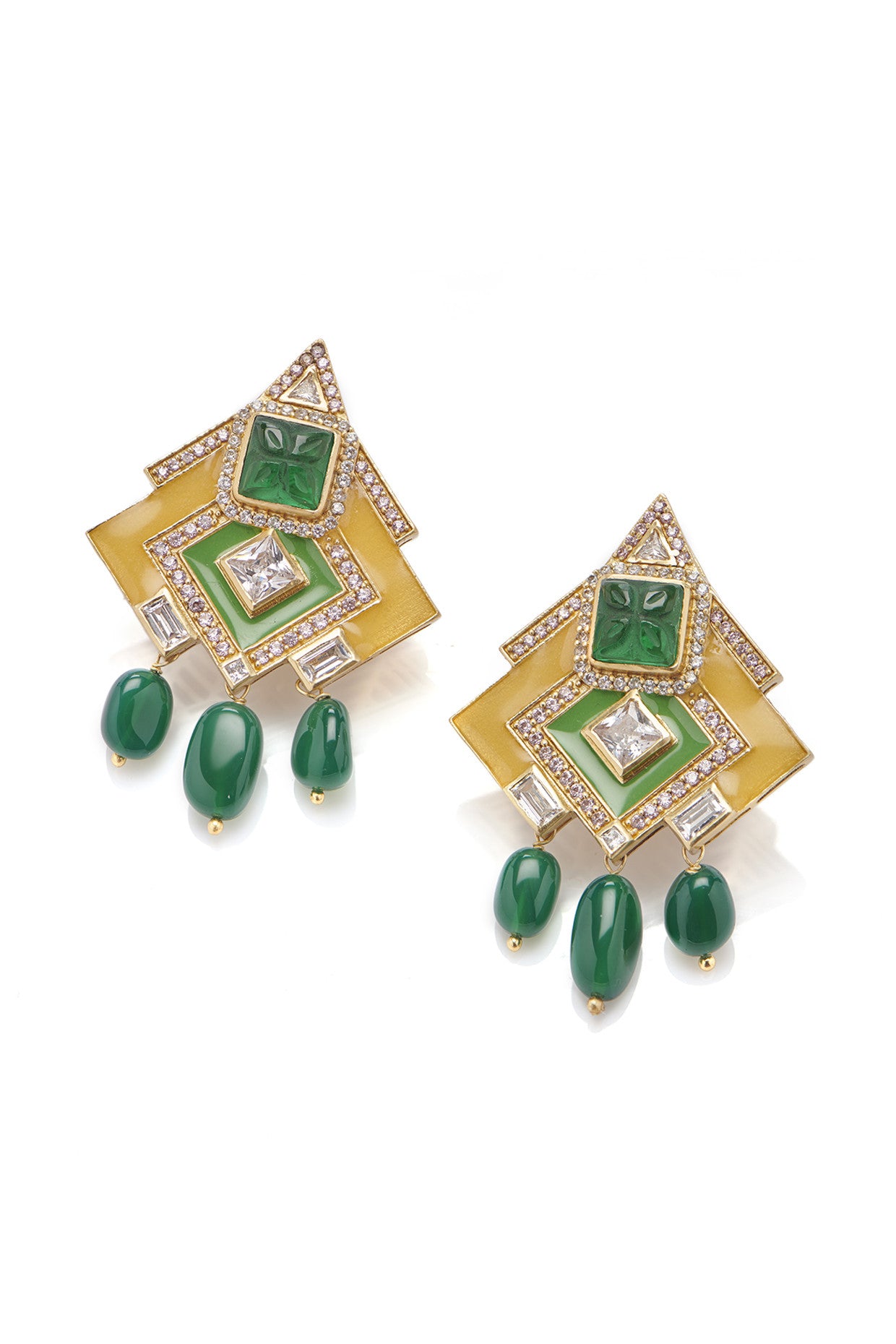 22kt Gold Plated Rumeli Angular Earrings