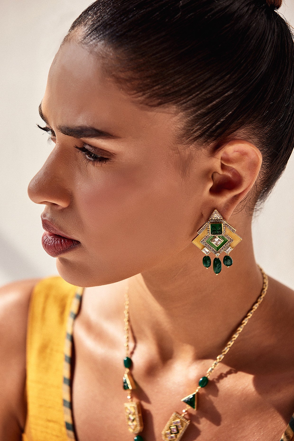 22kt Gold Plated Rumeli Angular Earrings