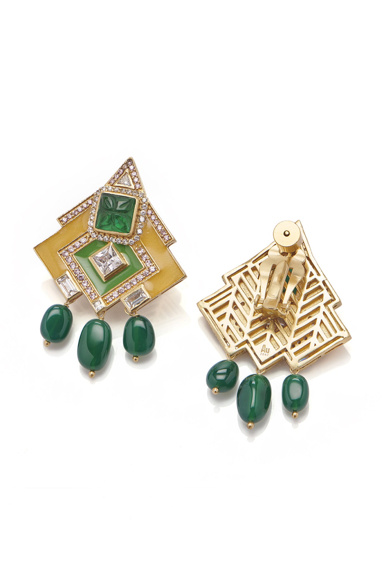 22kt Gold Plated Rumeli Angular Earrings