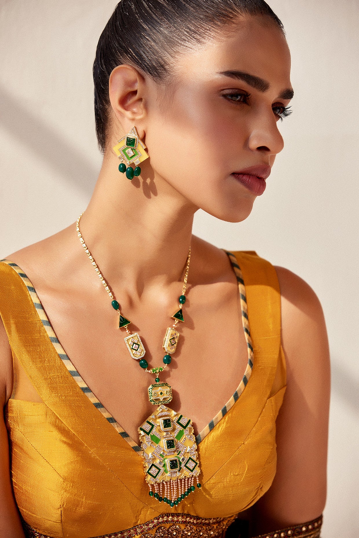 22kt Gold Plated Rumeli Angular Necklace